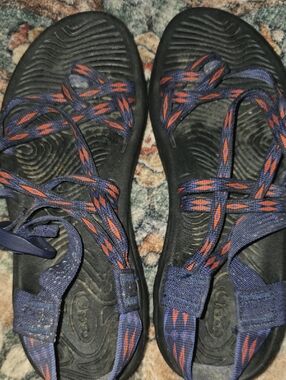 Chaco Women's Black Navy Orange Strappy Sandals